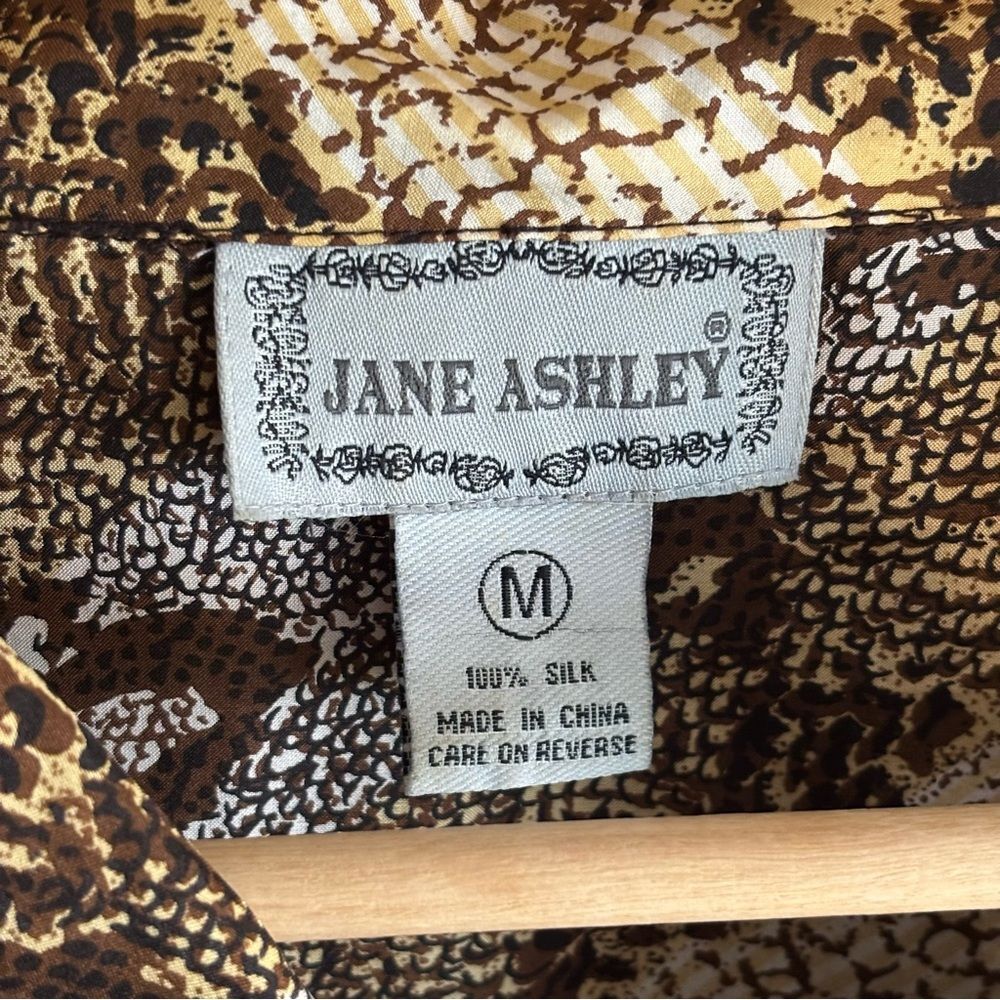 Vintage Jane Ashley 100% Silk Snakeskin Print Button Up Shirt Sz M - Picture 4 of 4